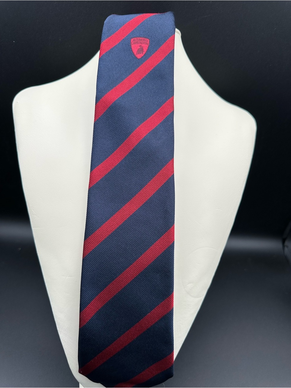 Automobili Lamborghini Collezione Silk Tie– Navy & Red-Lamborghini Shield Crest